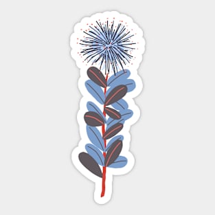 Retro mod blue stylized floral Sticker